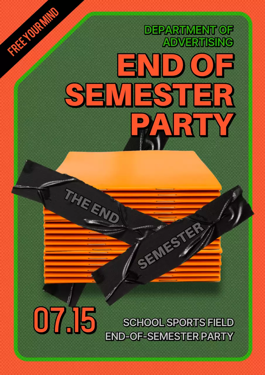 Orange Retro Party Invitation Poster