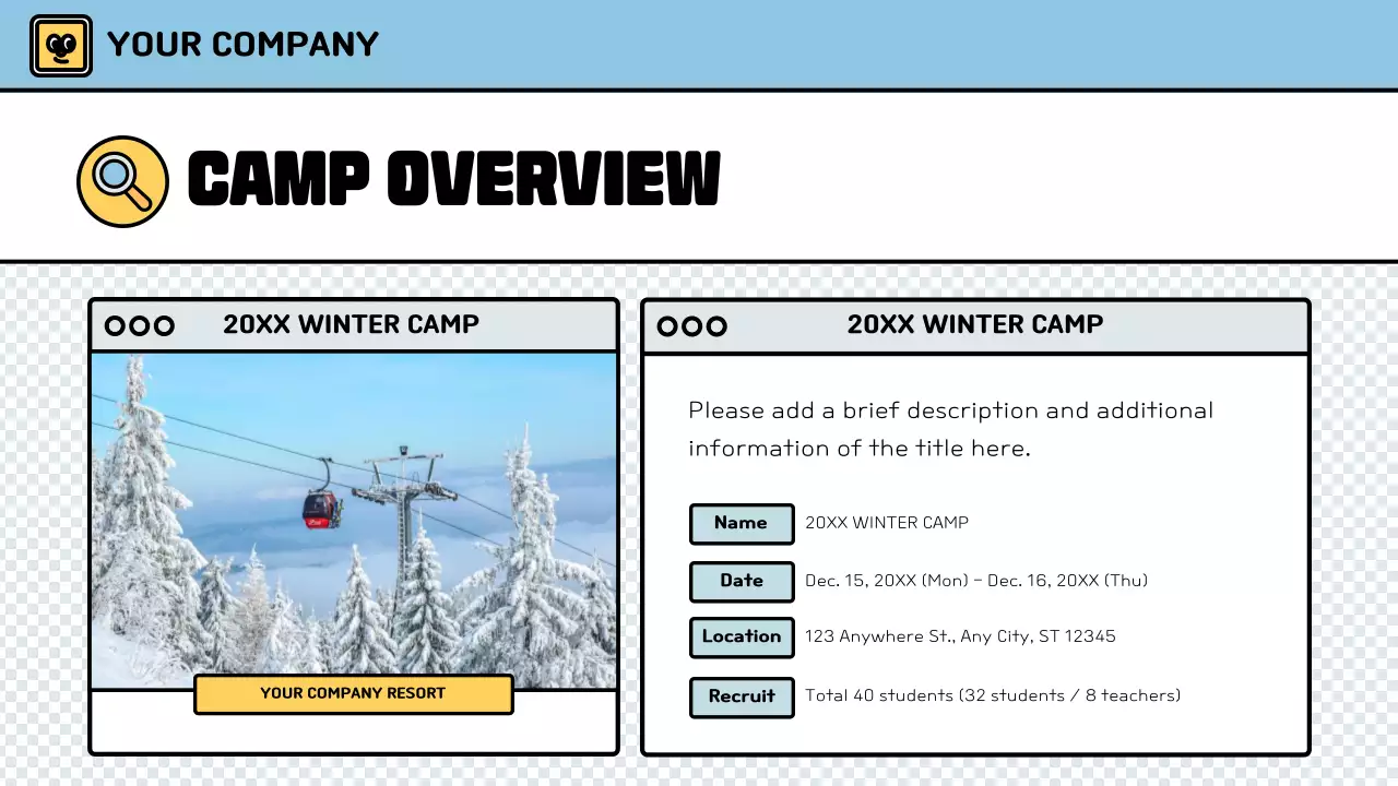 Colorful Retro Eco Camp Plans Presentation