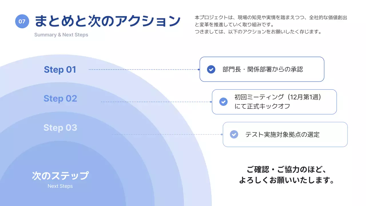 青 シンプル プロジェクト 提案書 プレゼンテーション