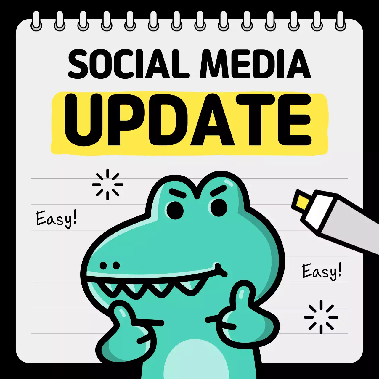 흑백의 아기자기한 소상공인 SNS 공지