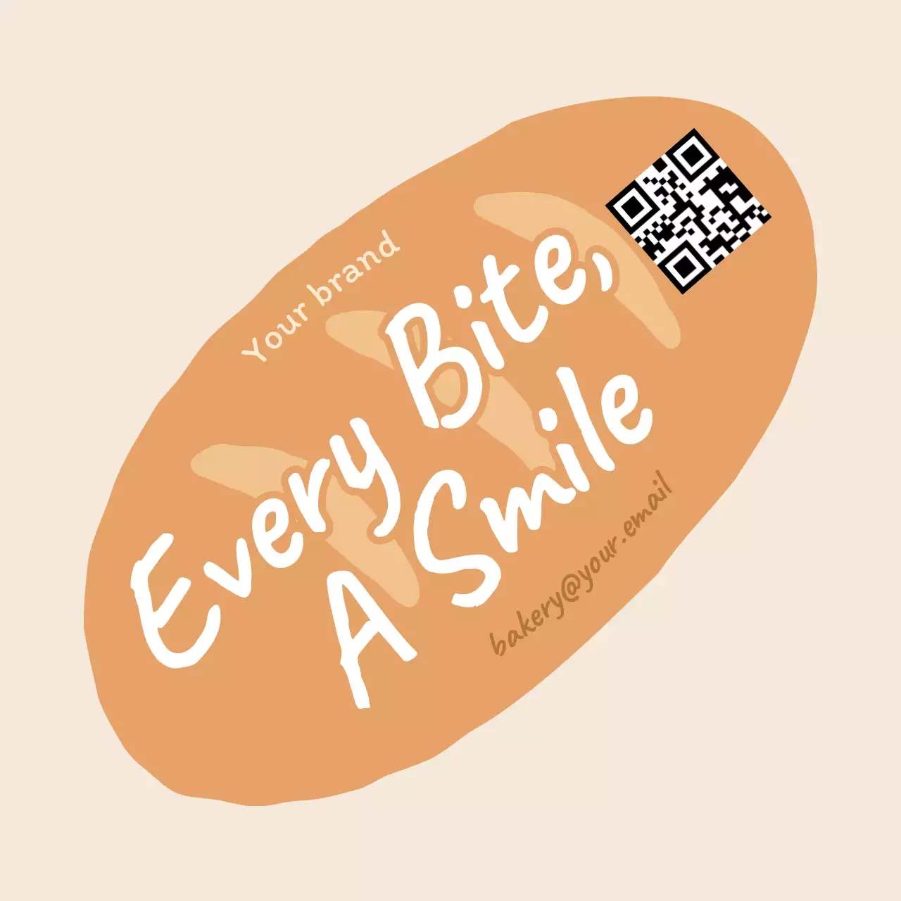 ベージュ シンプル パン ラベル イラスト