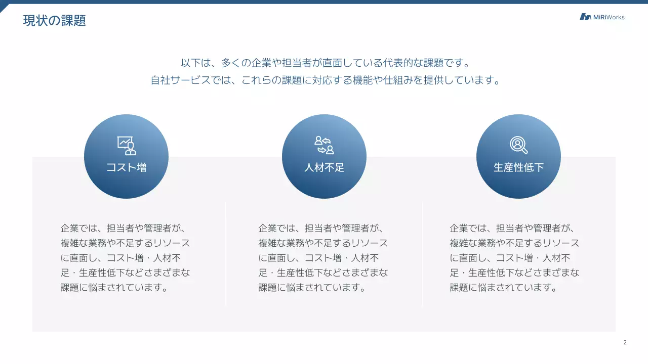 青 モダン サービス 提案書 プレゼンテーション