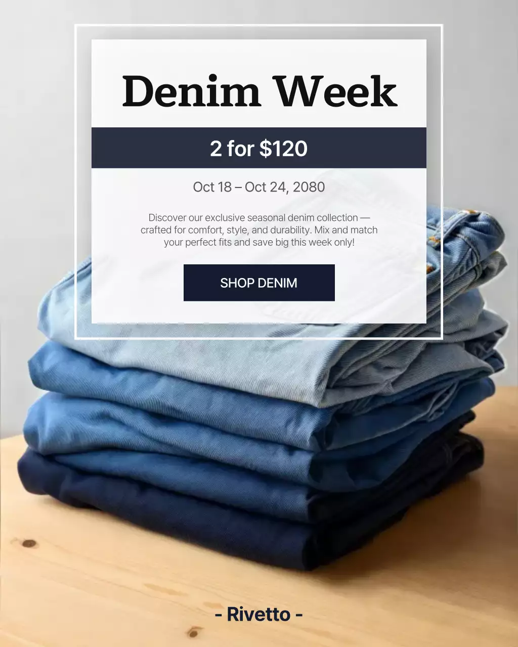 Blue Modern Denim Sale Instagram Post
