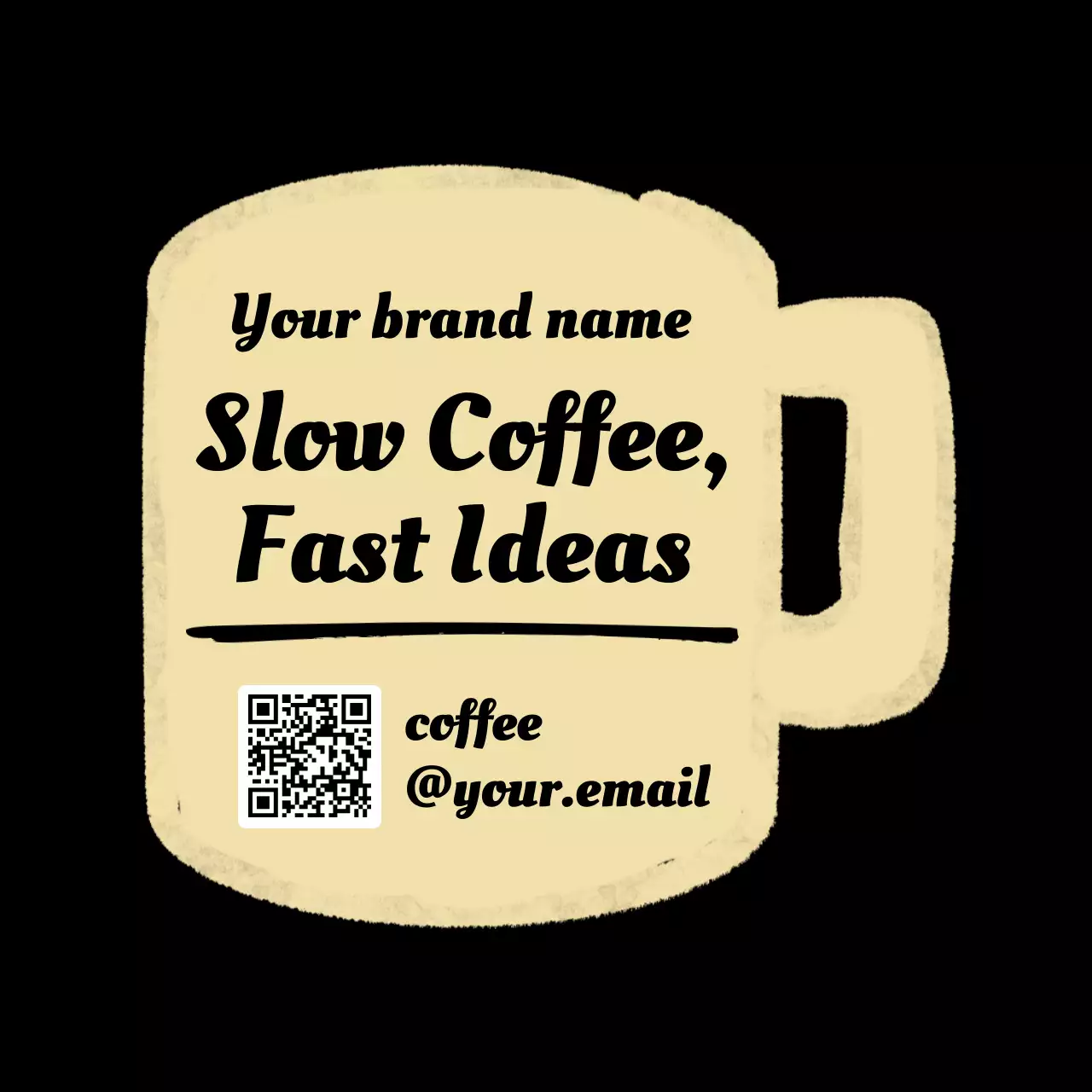 ベージュ シンプル カフェ 名刺 イラスト