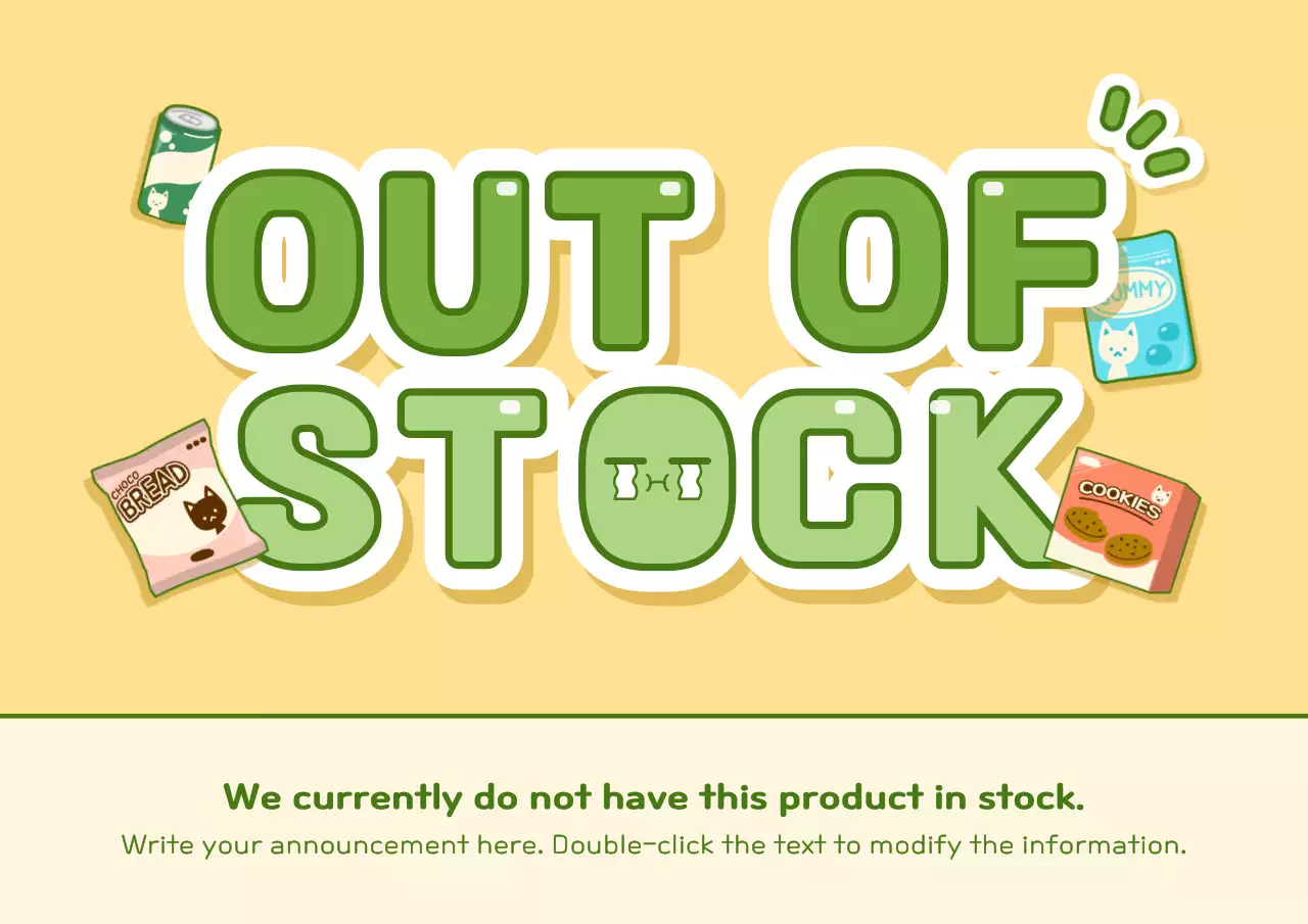 Out of stock green characters