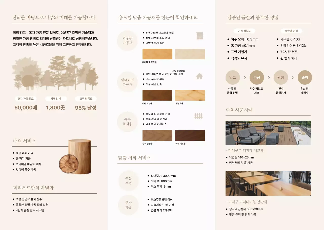 베이지 심플 목재 가공 광고