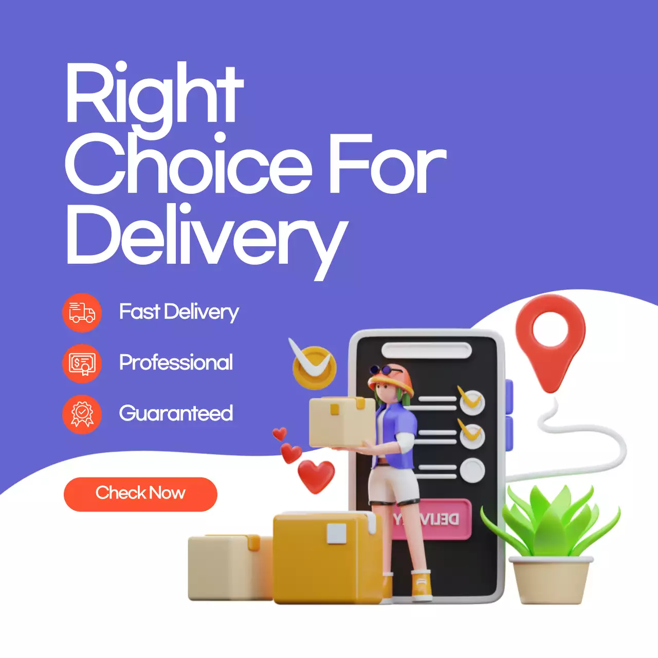 Purple Modern Delivery Promotion
