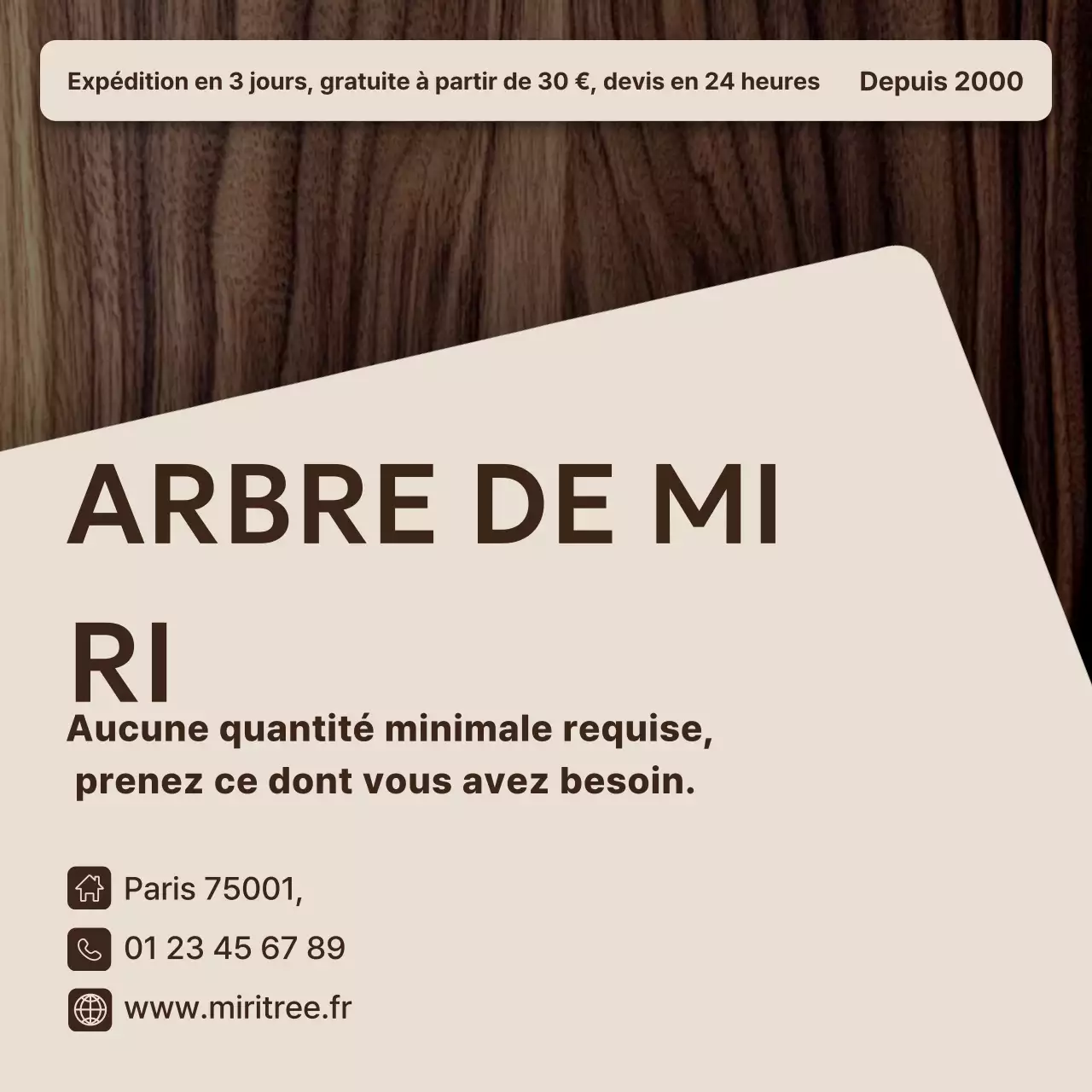 Publicité pour des meubles simples marron