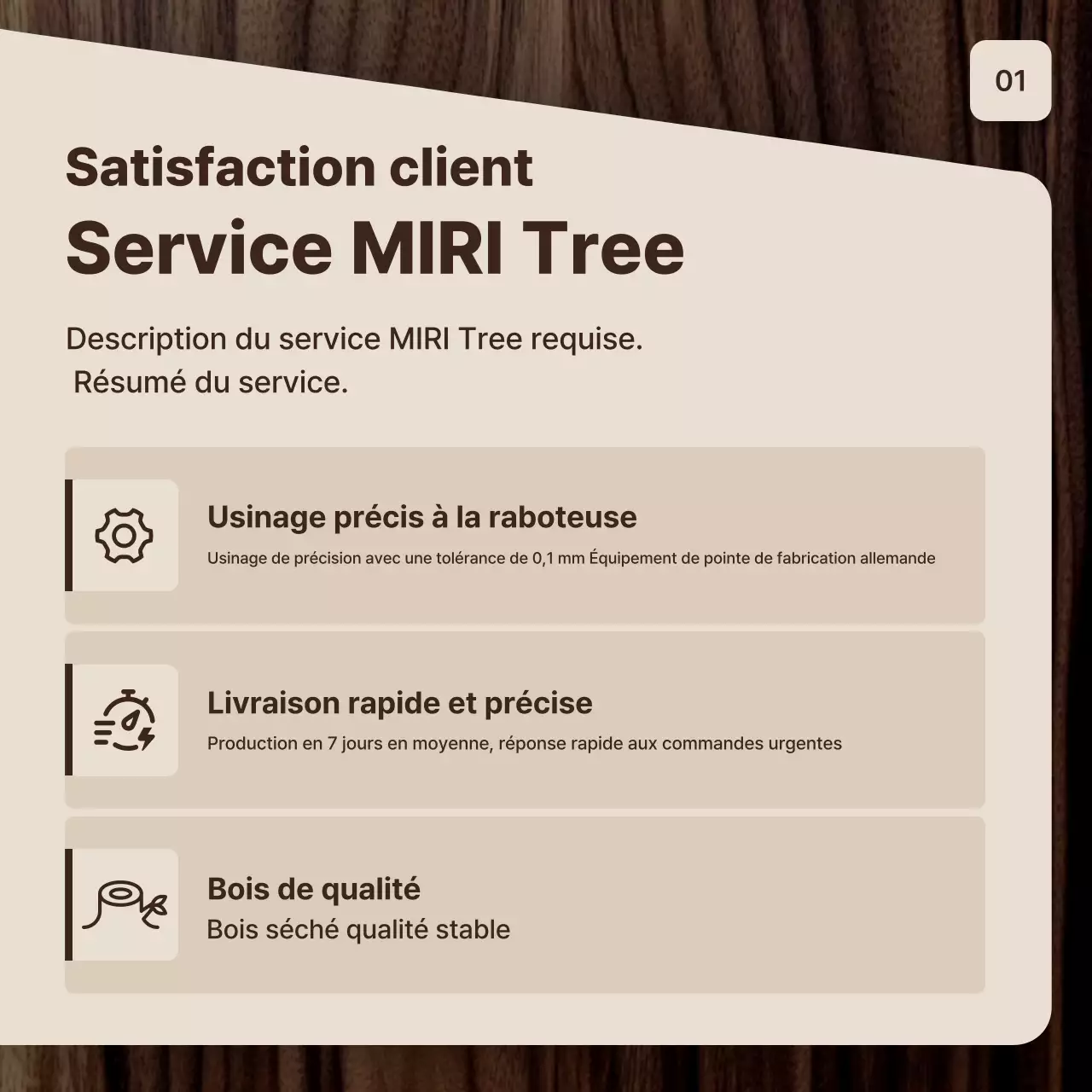 Publicité pour des meubles simples marron