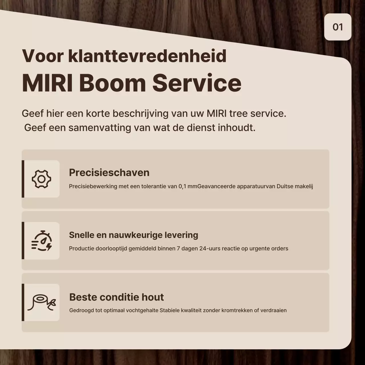 Advertentie voor bruin eenvoudig meubilair