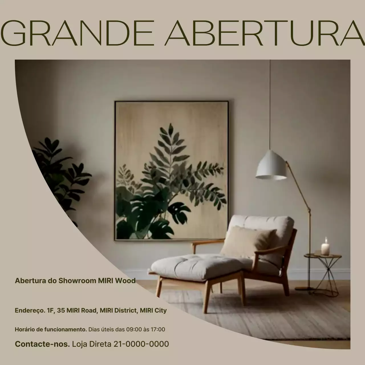 Loja de interiores moderna bege inaugura