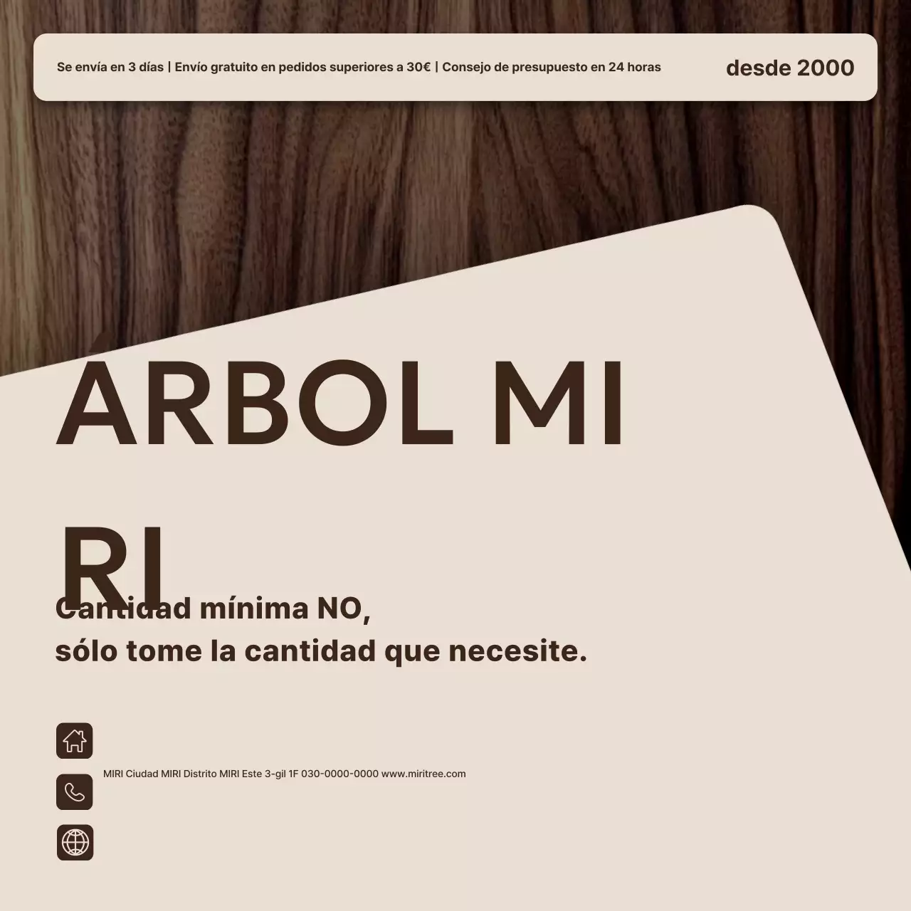 Anuncio de muebles sencillos de color marrón