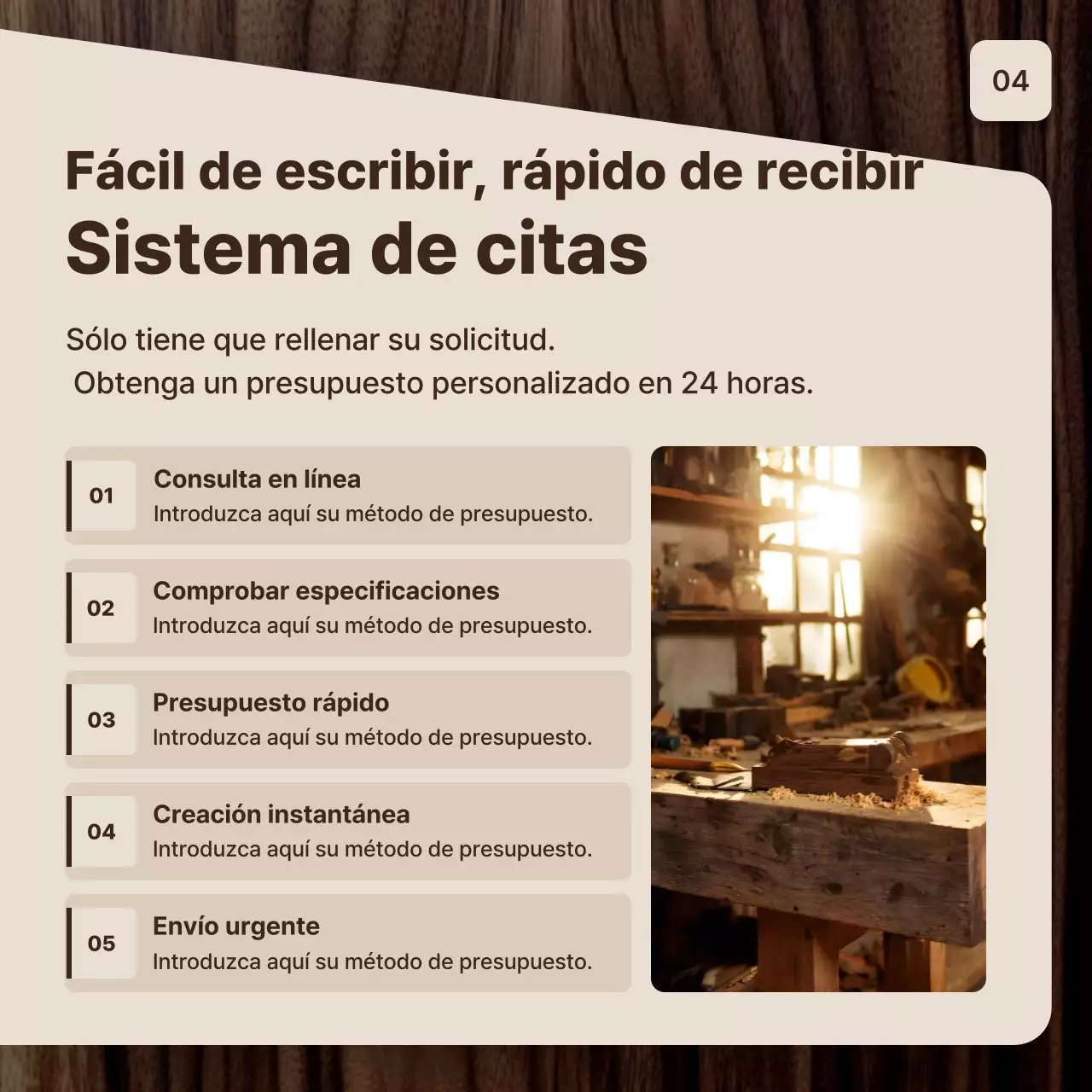 Anuncio de muebles sencillos de color marrón