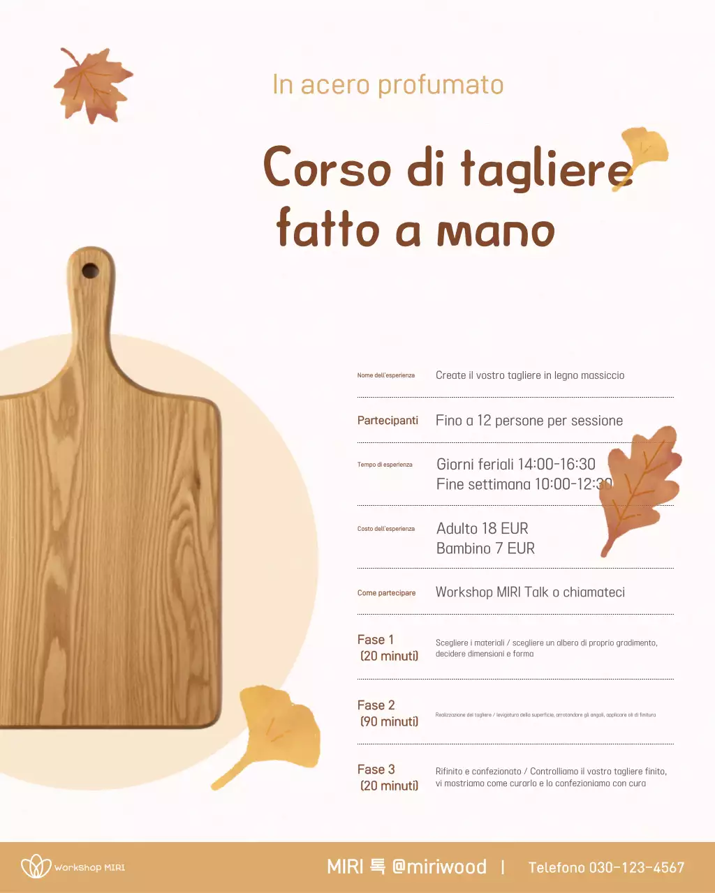 Reclutamento per esperienza di classe di tagliere fatto a mano semplice beige