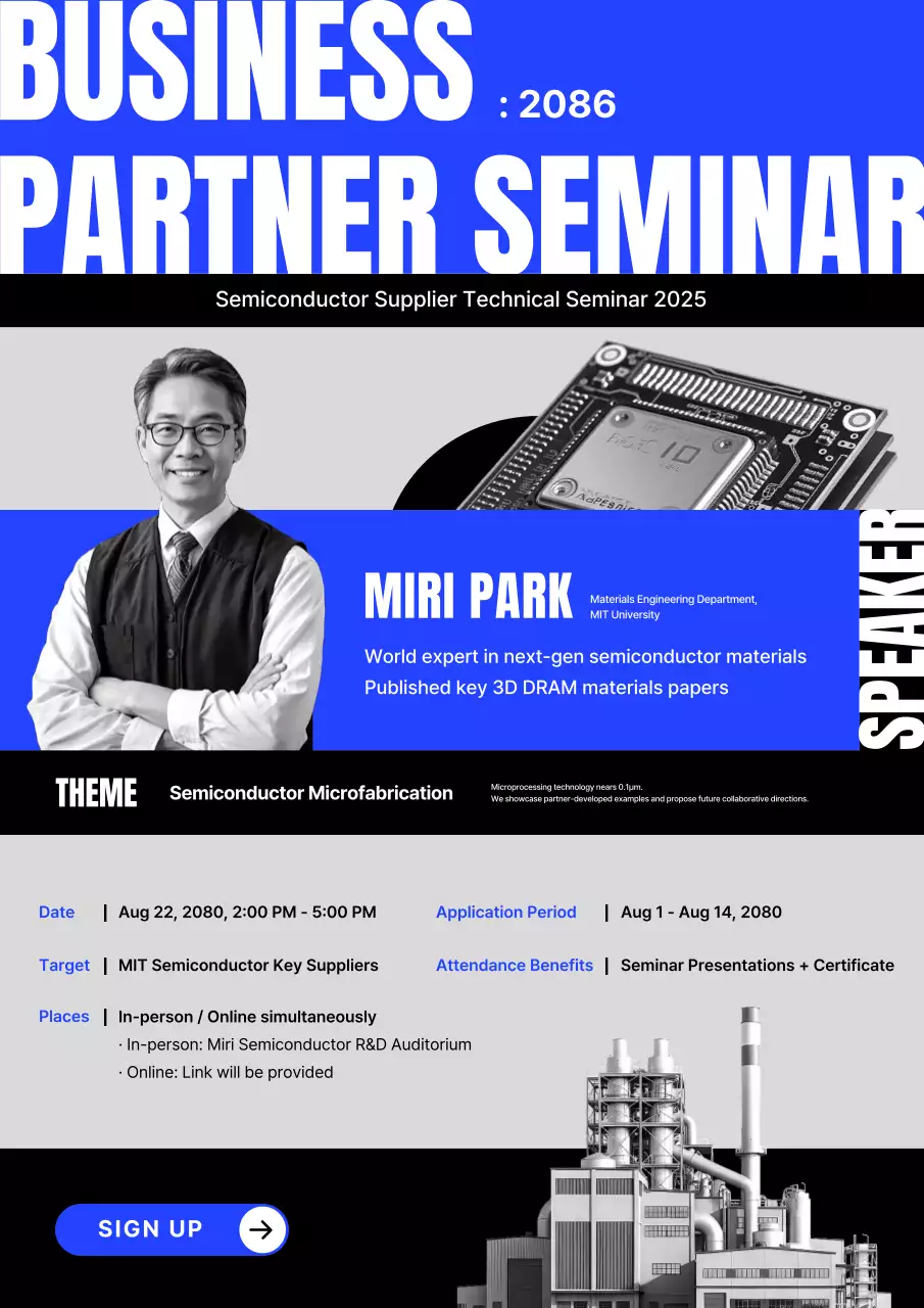 pengumuman seminar biru modern
