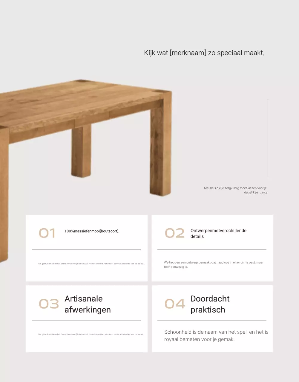 Beige minimalistische meubeladvertentie