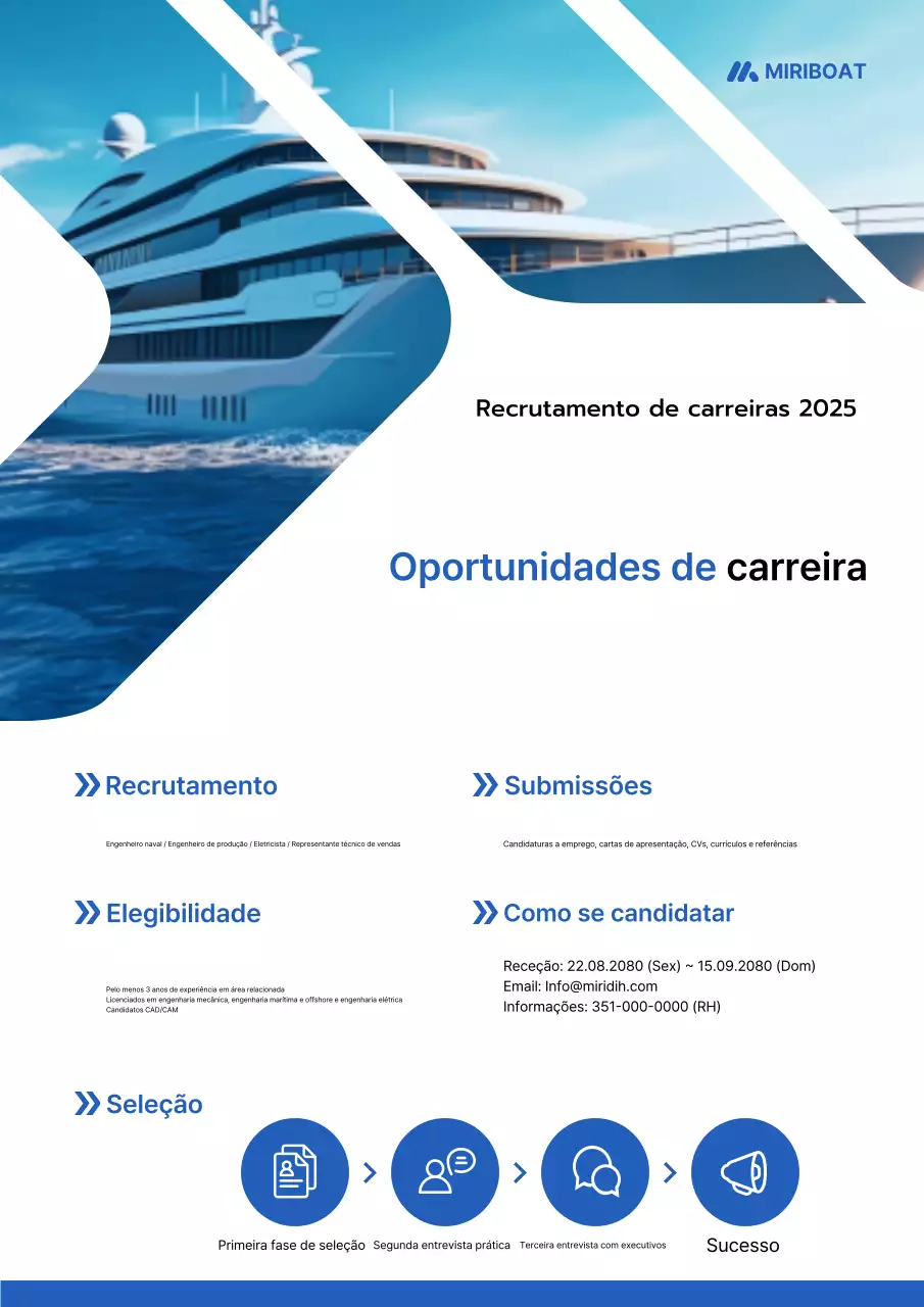 Anúncio de recrutamento da Blue Modern