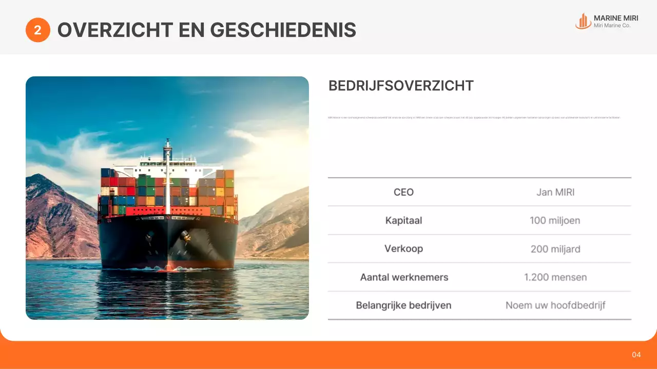 Oranje moderne scheepvaartadvertentie