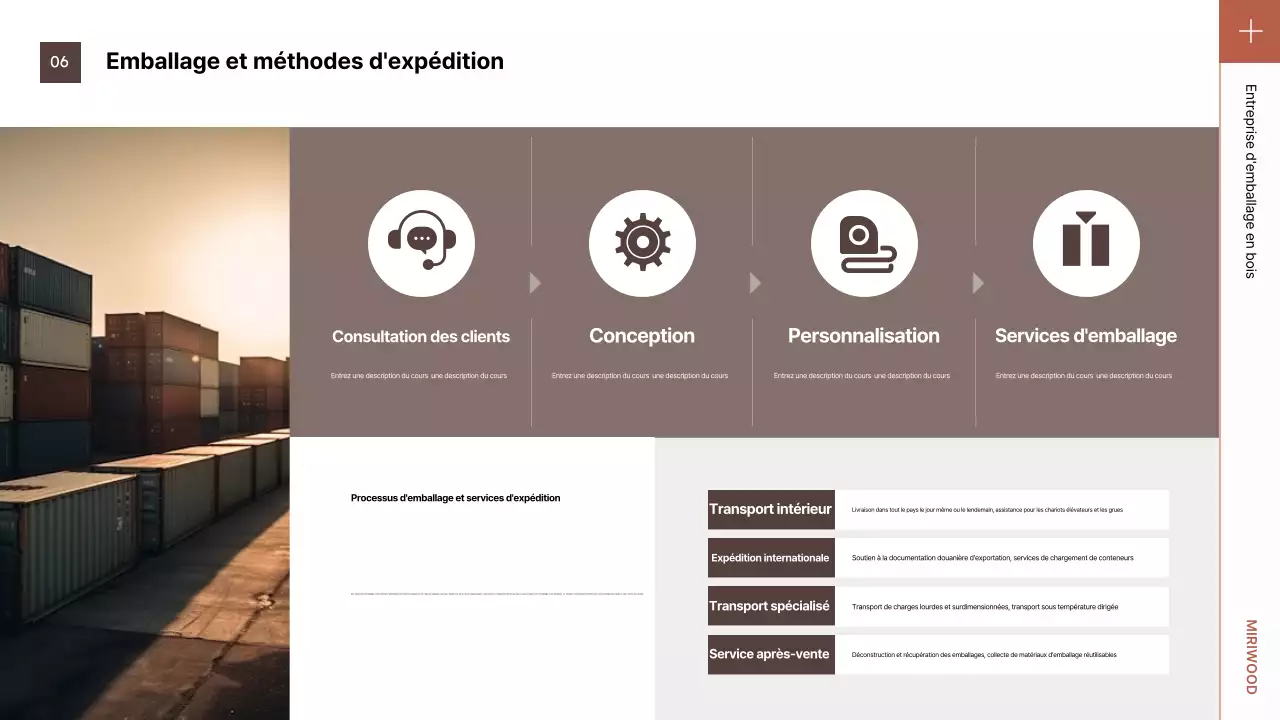 Présentation de l'emballage marron soigné