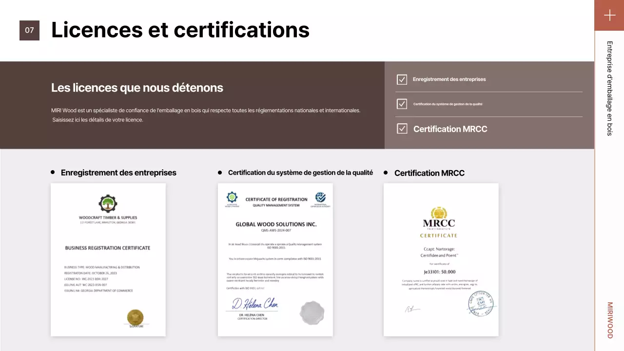 Présentation de l'emballage marron soigné