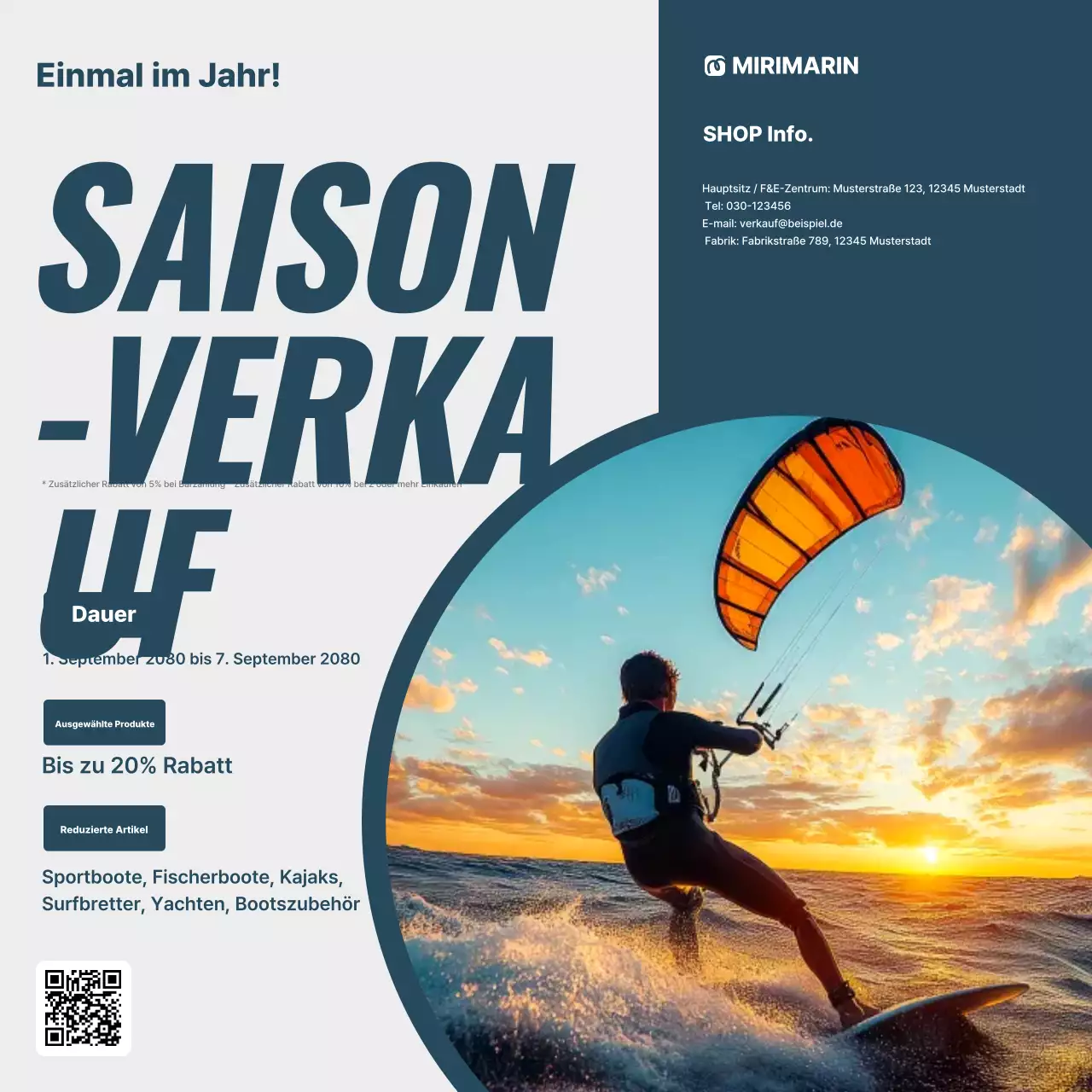 Blaue moderne Verkaufsanzeige