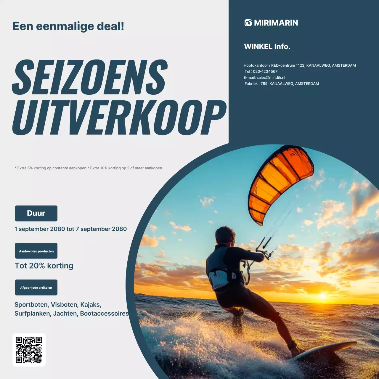 Blauwe moderne uitverkoopadvertentie