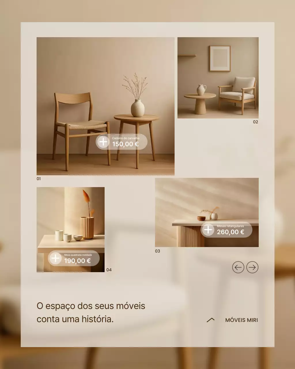 Anúncio de móveis minimalistas bege