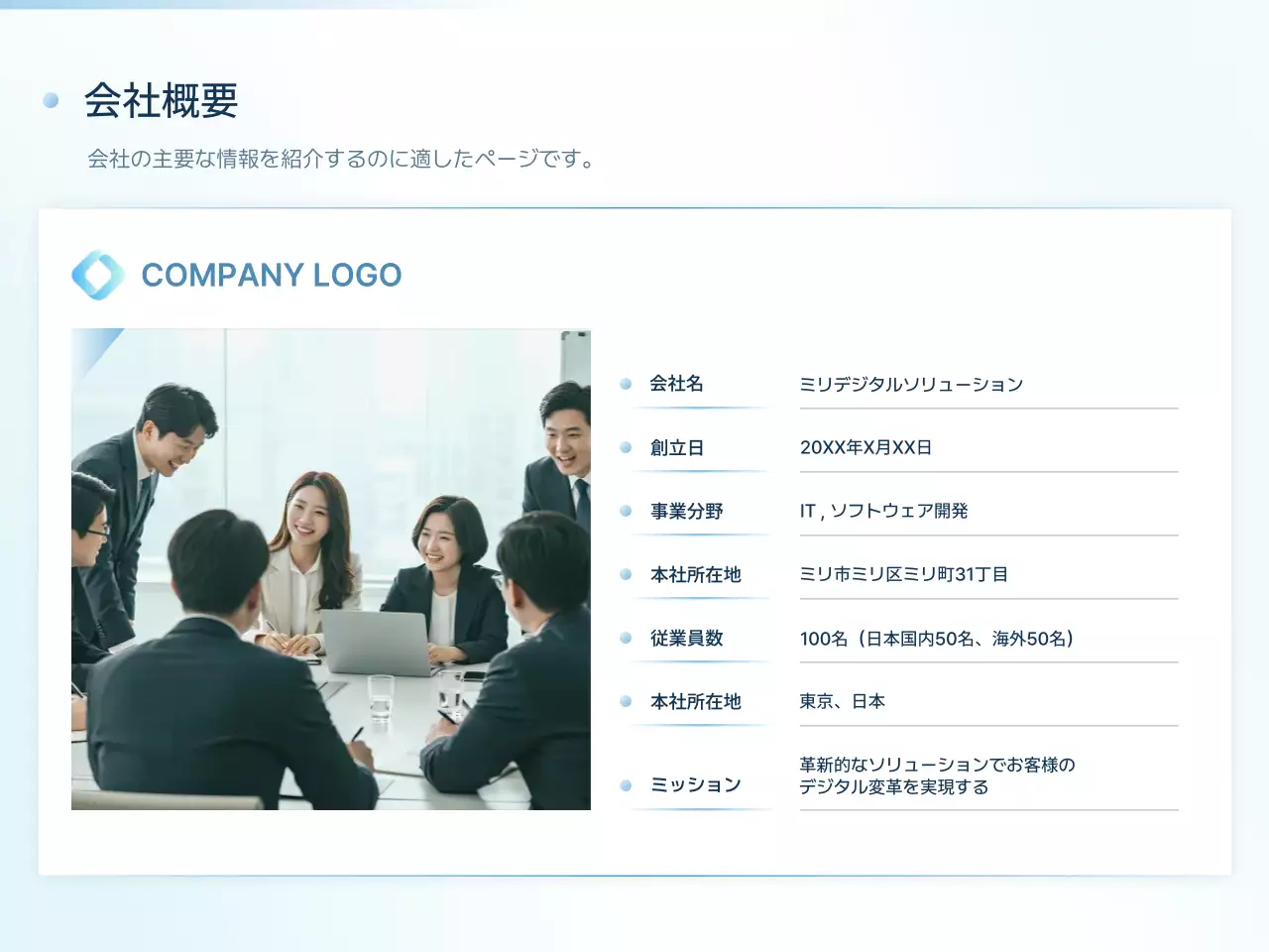 青 シンプル ビジネス プレゼンテーション