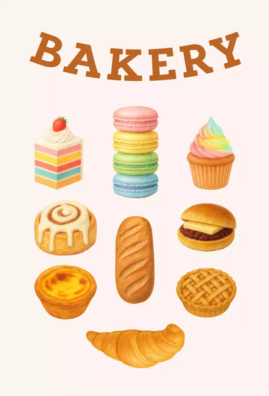 베이지 아기자기한 베이커리 광고