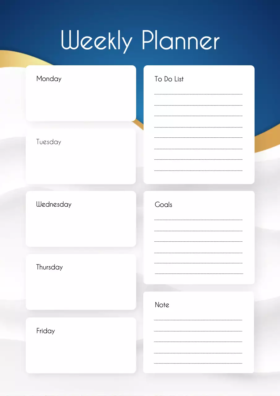 Blue Minimal Planner Schedule