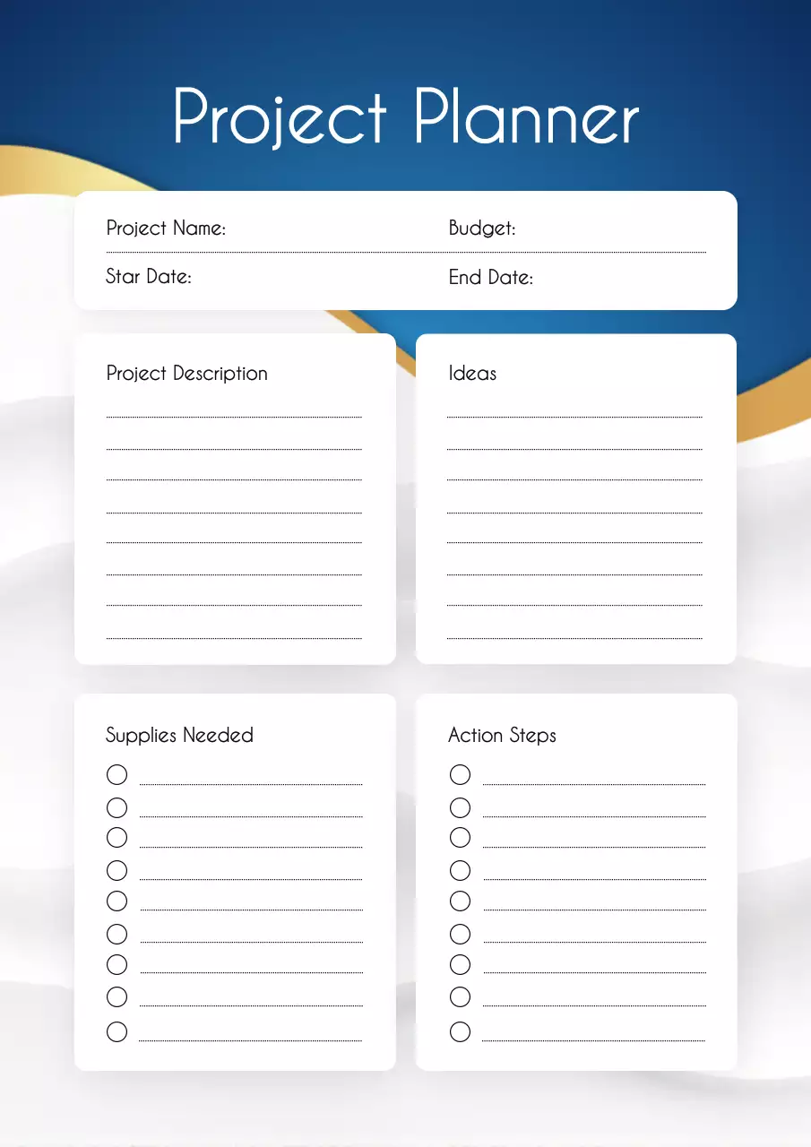Blue Modern Project Planner