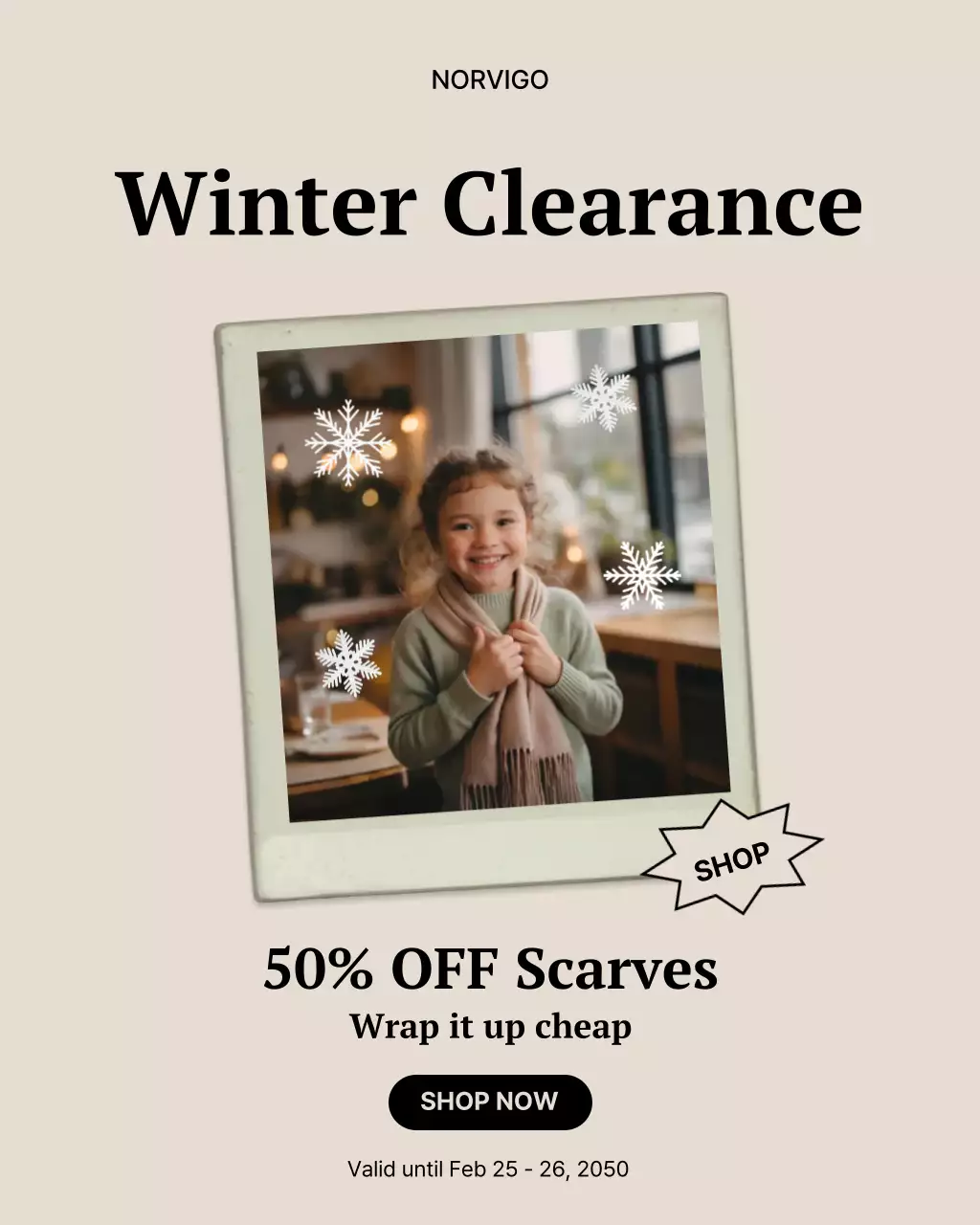 Beige Modern Winter Sale Promotion Instagram Post