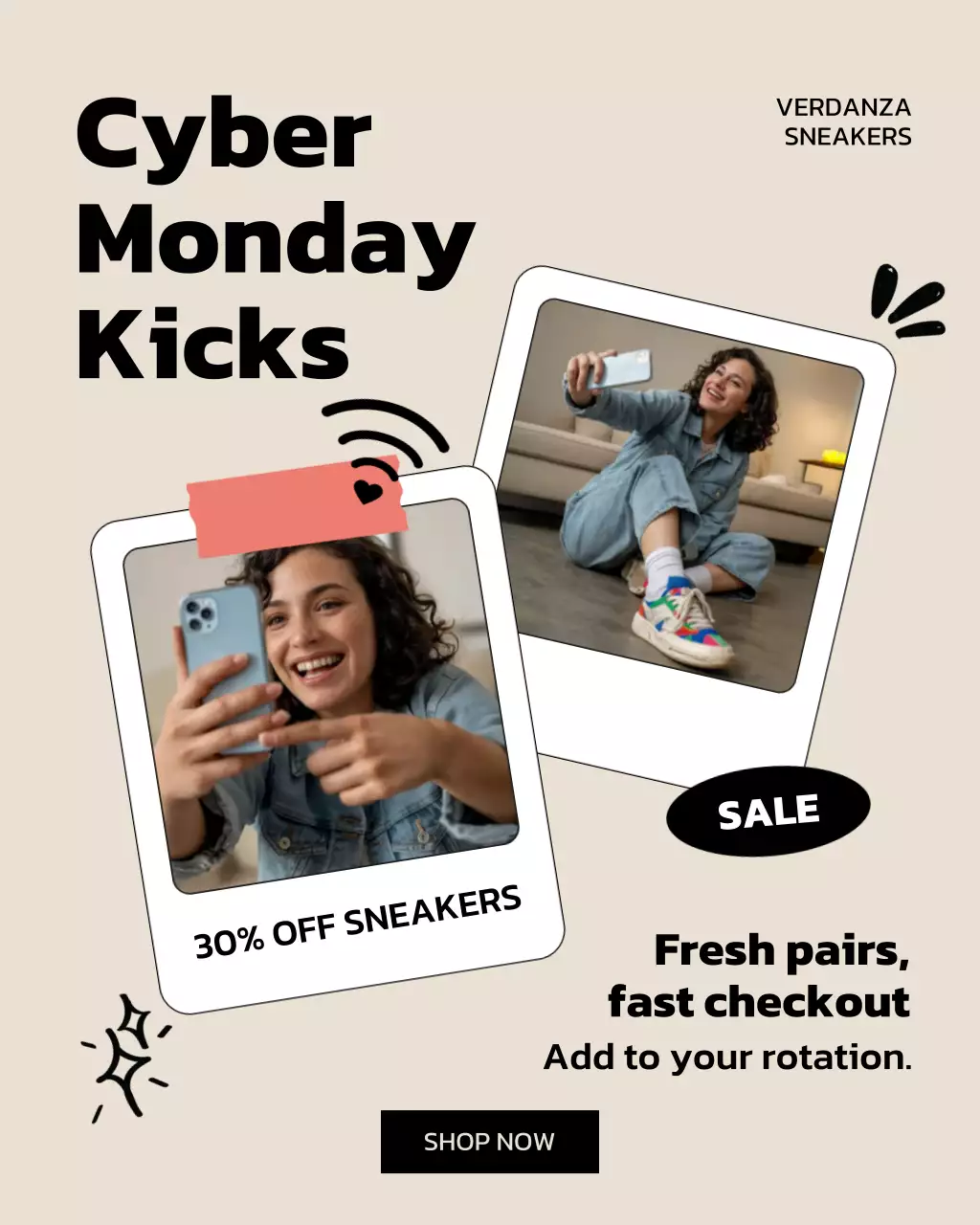 Beige Modern Sneakers Sale Instagram Post