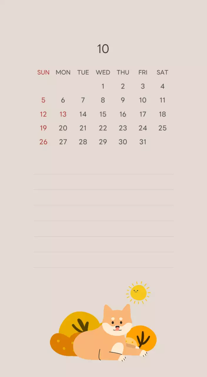 ベージュとグリーンのかわいい2025年の子犬卓上カレンダー