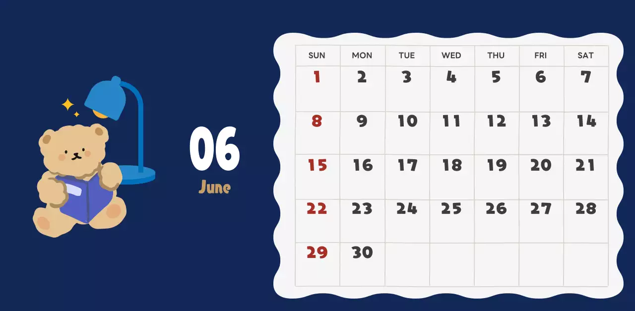 ネイビーブルーとベージュのかわいい2025年卓上カレンダー