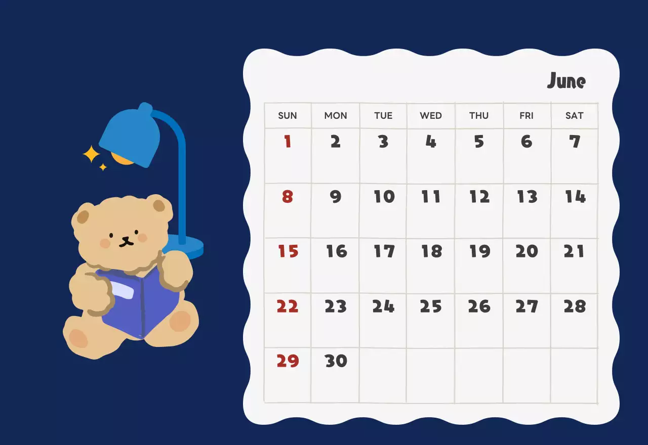 ネイビーブルーとベージュのかわいい2025年卓上カレンダー