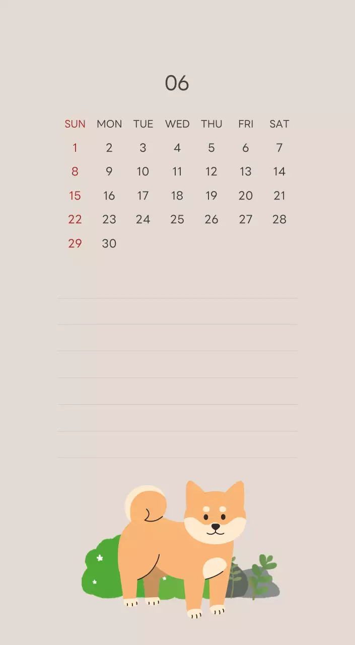 ベージュとグリーンのかわいい2025年の子犬卓上カレンダー