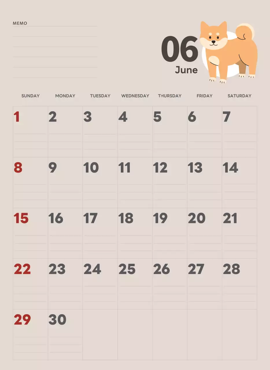 ベージュとグリーンのかわいい2025年の子犬の壁掛けカレンダー