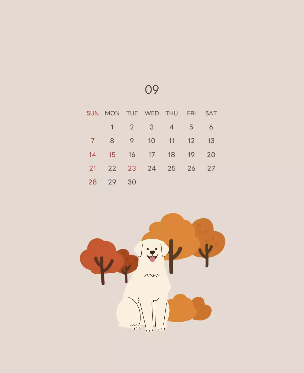 ベージュとグリーンのかわいい2025年子犬の卓上カレンダー