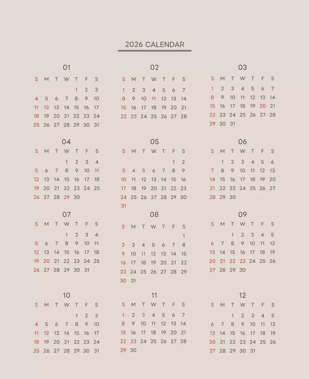 ベージュとグリーンのかわいい2025年子犬の卓上カレンダー