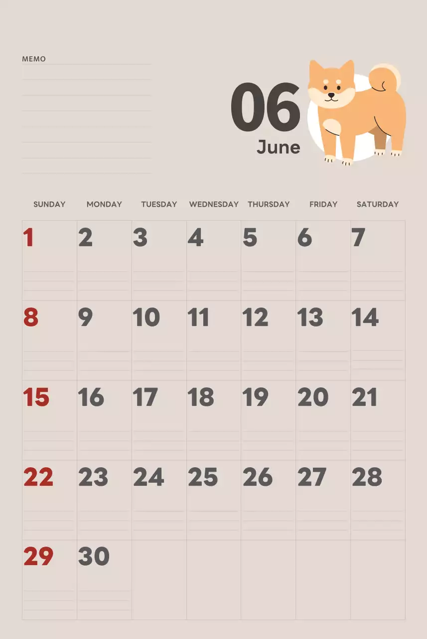 ベージュとグリーンのかわいい2025年の子犬の壁掛けカレンダー