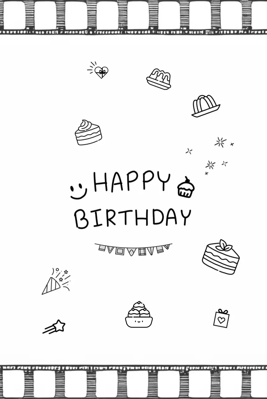 흑백 심플 생일 축제