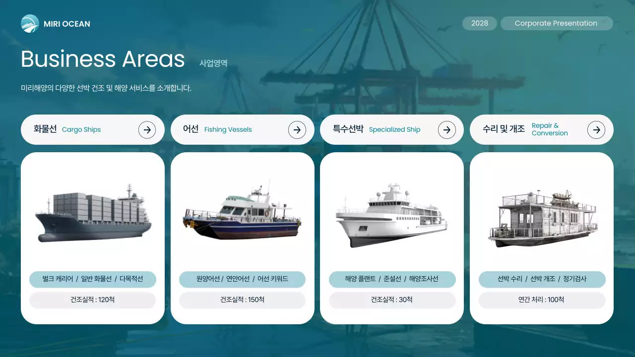 하늘색 모던 해운업 홍보