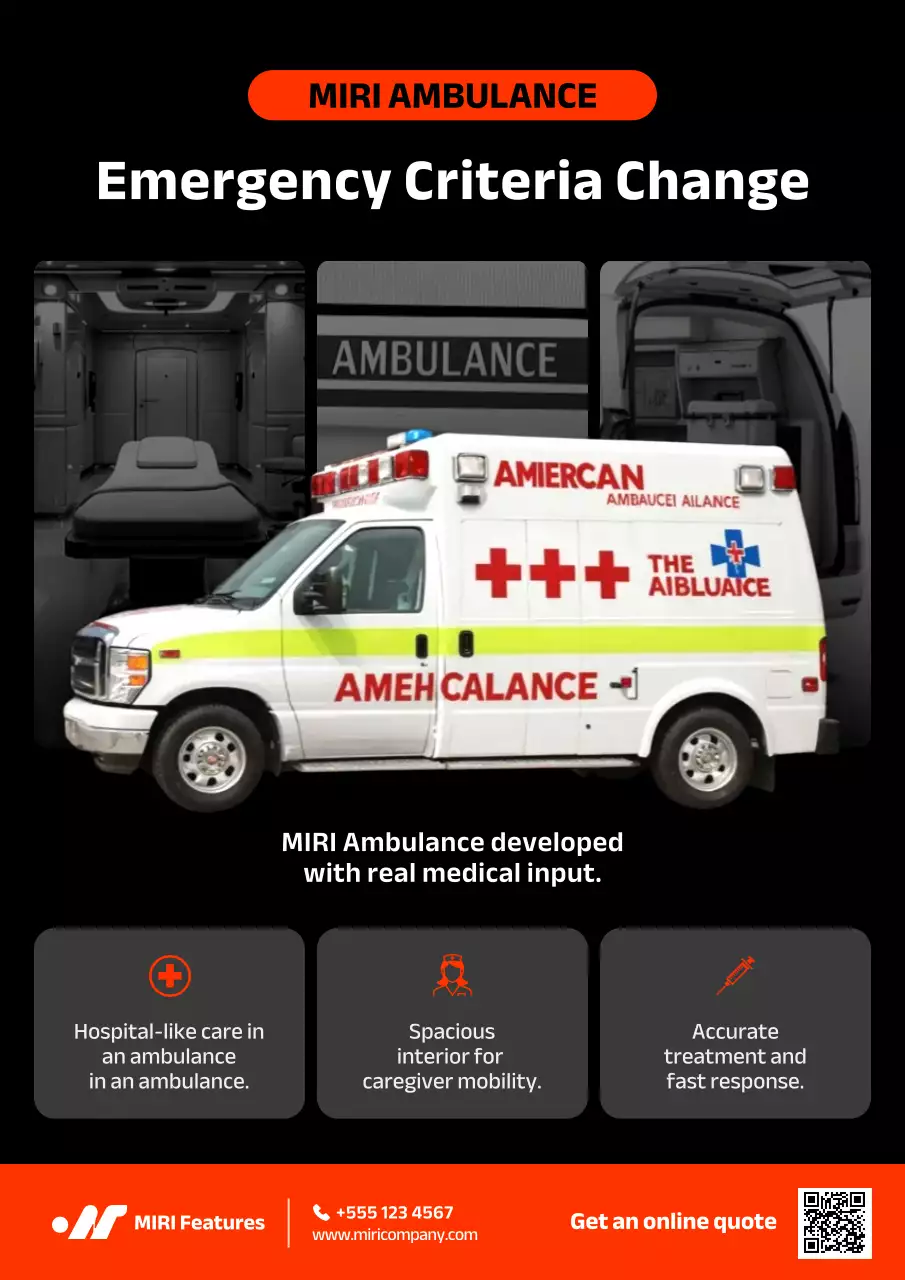 Quảng cáo y tế khẩn cấp hiện đại màu đen