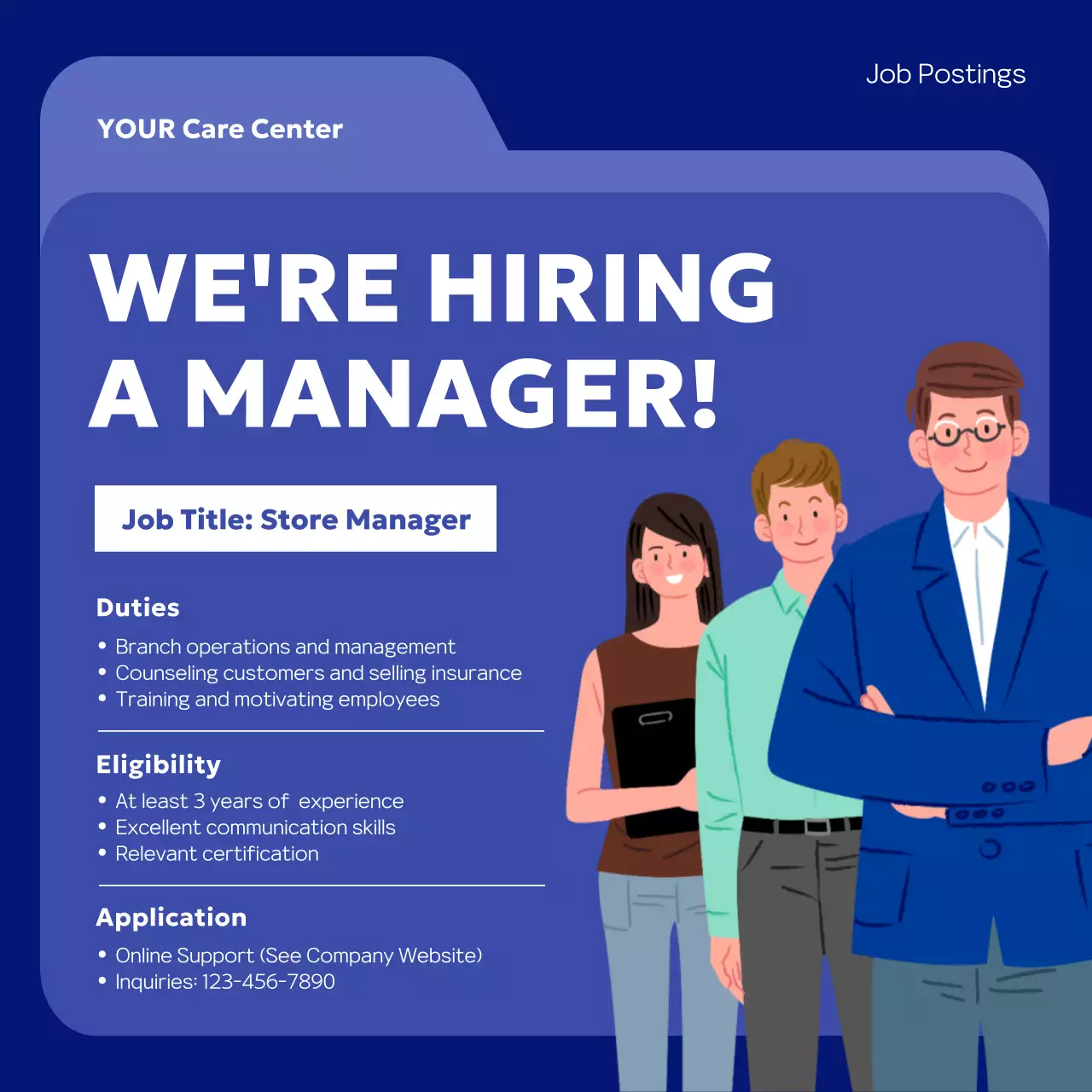 Blue Modern Hiring Job Posting Social Media Post