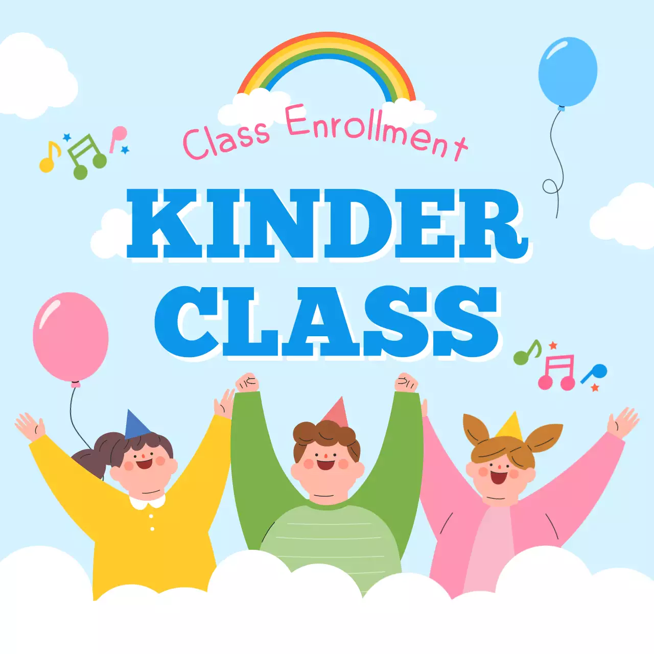 Blue Playful Kindergarten Enrollment Social Media Post