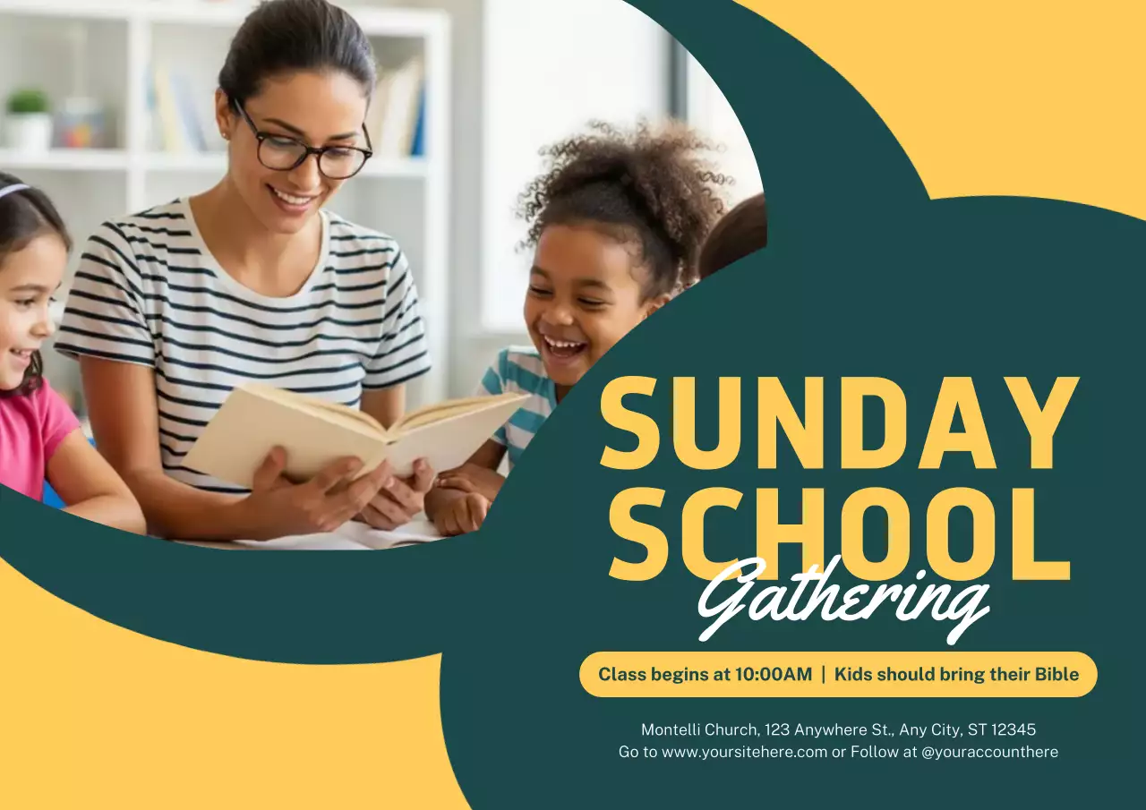 Poster Undangan Sekolah Modern Kuning