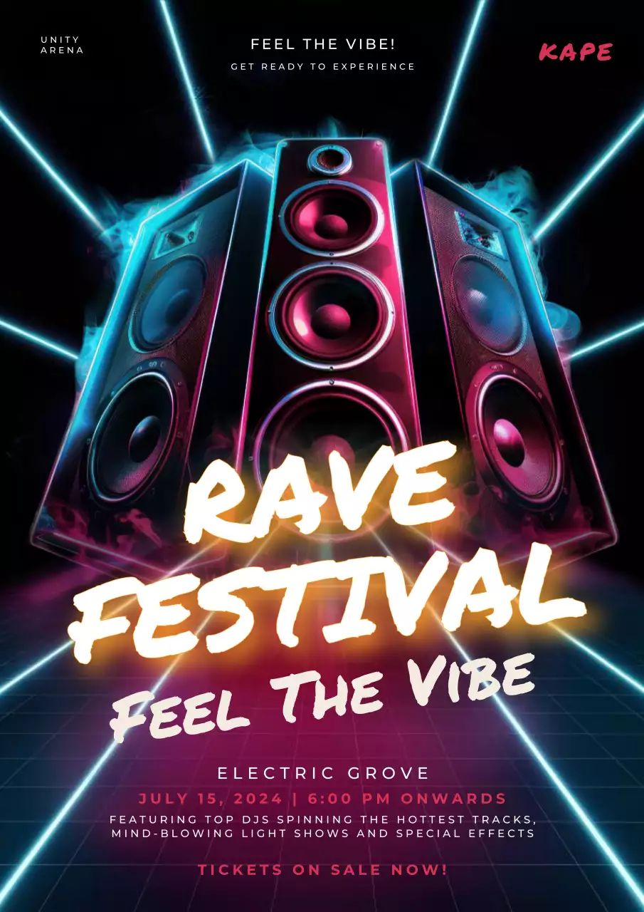 Neon Trendy Rave Promotion Poster
