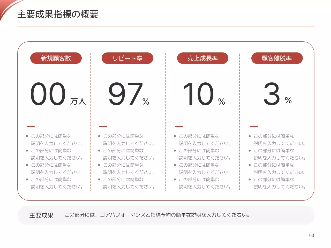 赤 シンプル レポート プレゼンテーション