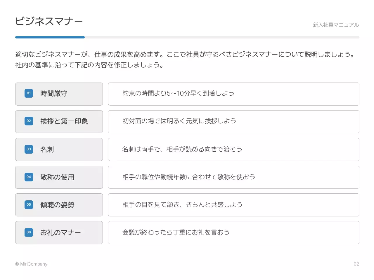 青シンプル ビジネス マニュアル プレゼンテーション